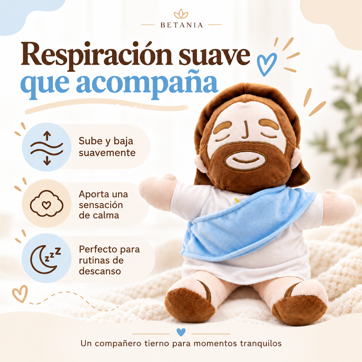 Peluche de Jesús que respira y te da calma