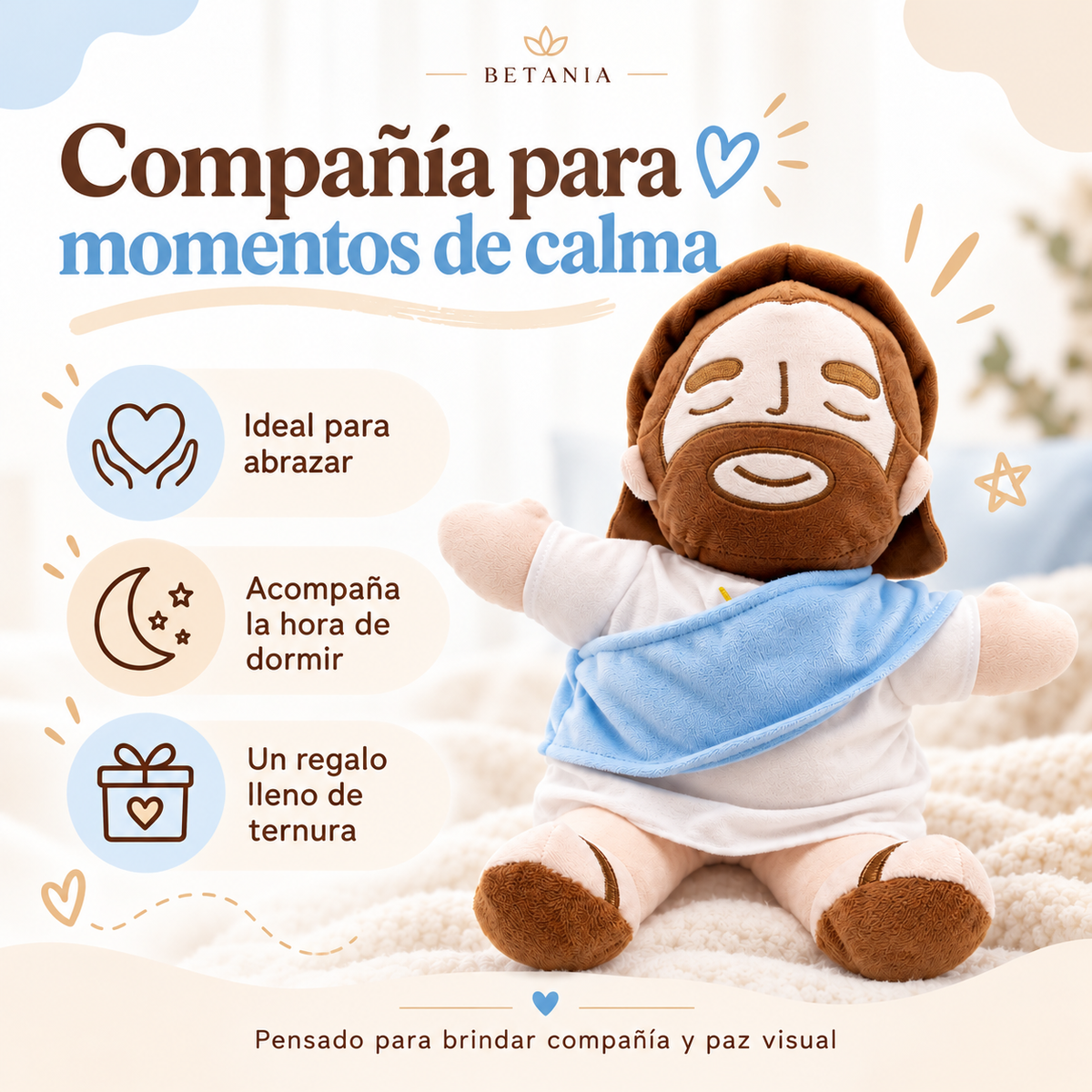 Peluche de Jesús que respira y te da calma