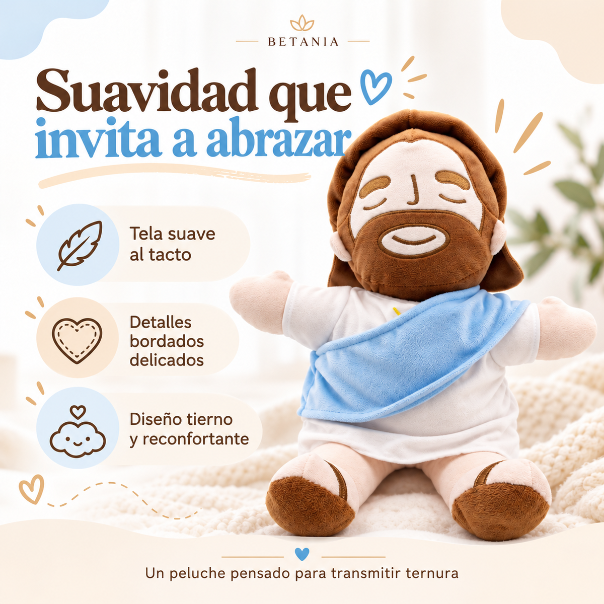 Peluche de Jesús que respira y te da calma